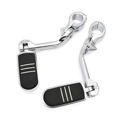 Clavijas de pie largas cromadas de carretera barras de 1-1/4" aptas para Harley Road King Street Glide Foto 1 de 4
