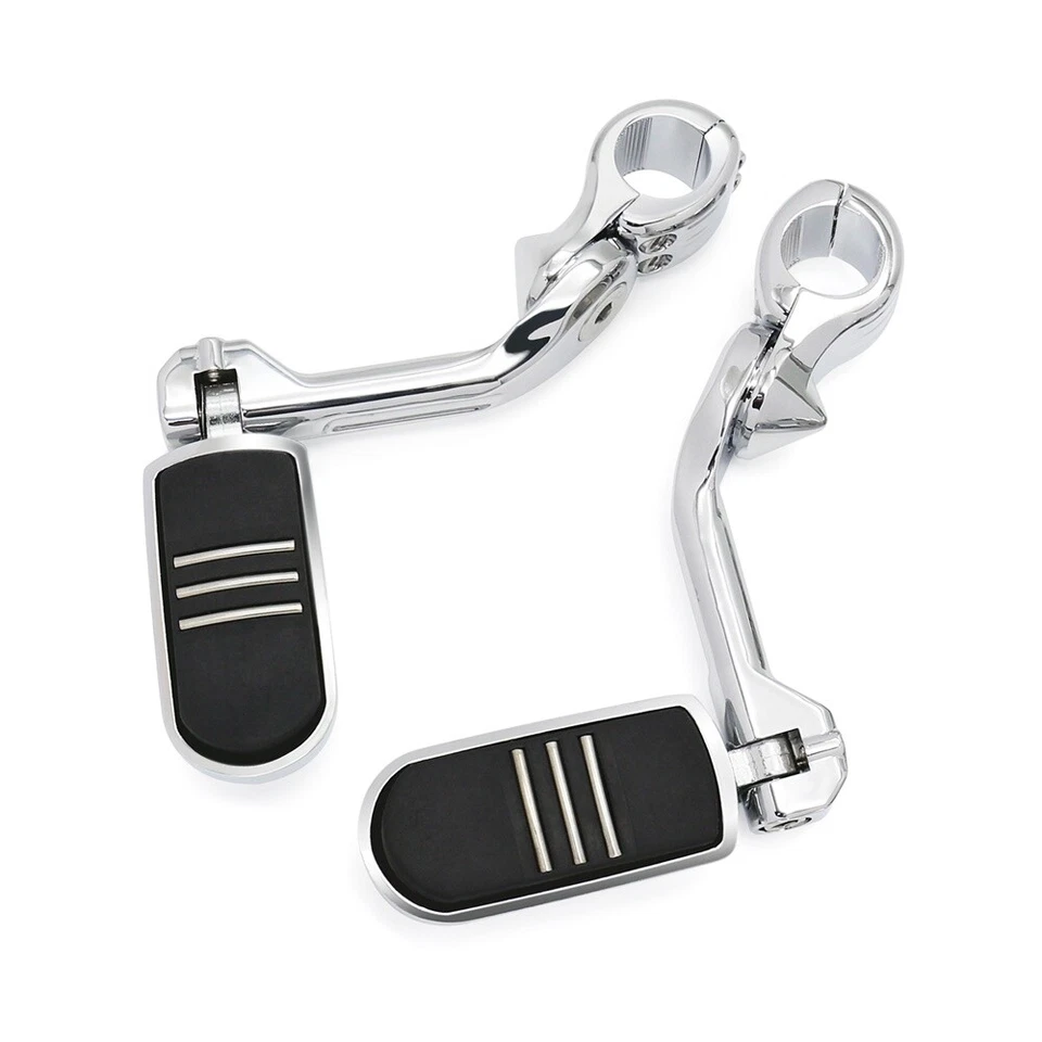 Clavijas de pie largas cromadas de carretera barras de 1-1/4" aptas para Harley Road King Street Glide Foto 1 de 4