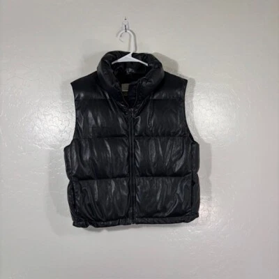 Wilfred Aritzia Faux Leather Puffer Vest Womens Small Black Jacket Cozy - Image 1 of 4
