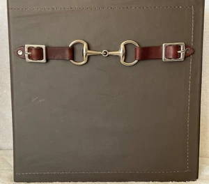 MINI BROCA SNAFFLE EN CUERO MARRÓN CHOCOLATE OSCURO 2" 3 ANILLAS CARPETA FORRO GAMUZA - Imagen 1 de 3