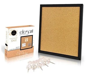 Cork Bulletin Board 12"X 12" Square Wall Tile, Modern Black Framed Board for - Picture 1 of 7