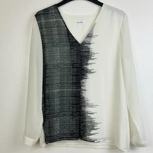 Camicetta donna CalvinKlein top modello duello sovrapposizione manica lunga taglia large - Foto 1 di 10