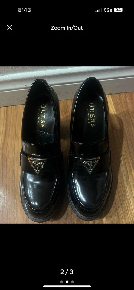 Zapatos de plataforma para mujer GUESS talla 5,5 cuero negro sin cordones NUEVO Foto 1 de 3