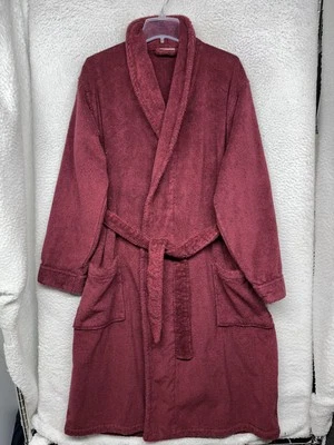 Roupão de banho masculino LL Bean médio tecido felpudo bolsos cinto spa lounge housecoat - Imagem 1 de 4