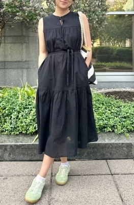 Uniqlo Womens Light Cotton Sleeveless Dress Black Size AU 12 Large US 8 New - Image 1 of 4