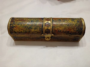 Persian Qalamdan Pen Box Wood and Brass 7in. - Picture 1 of 4