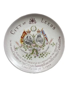 King Edward Vll Queen Alexandra Plate 1902 City Of Leeds Extremely Rare See Pics - Picture 1 of 24