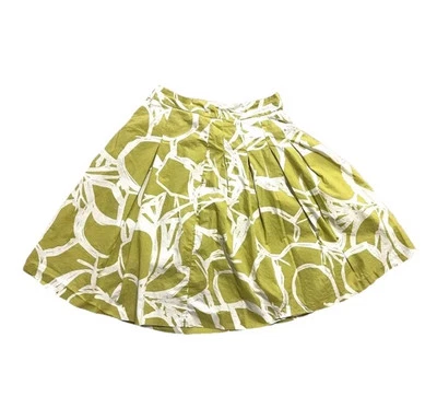 Falda H&M Mujer Talla 6 Y2K Patrón Abstracto Plisada Línea A Verde Guisante Blanco Algodón Foto 1 de 4