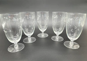 5 Vintage Princess House Heritage Eisteegläser Floral Etch Cut Stielgläser #425 - Bild 1 von 13
