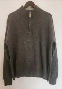 Vedoneire Men's XL 100% Wool Brown / Green Pullover 1/4 Zip Sweater Mockneck - Picture 1 of 10
