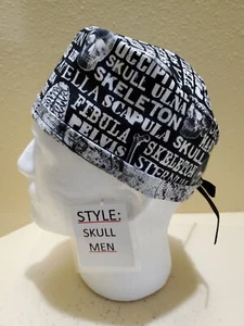 Bones Ortho Neuro X-ray Men's Skull/Chemo Surgical Scrub Hat/Cap Handmade - Picture 1 of 7