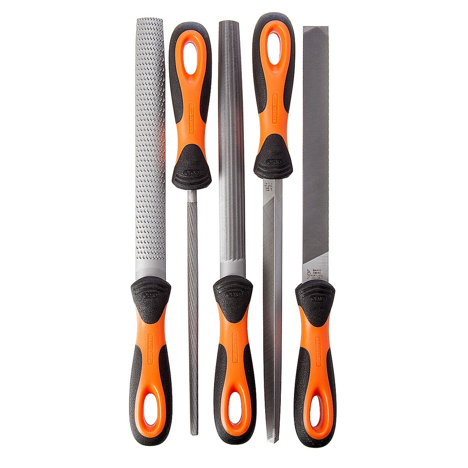 Bahco 1-477-08-2-2 Sandvik ERGO 5 Piece Second Cut Engineers File Set 8" / 200mm - Image 1 of 2