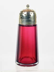 Antike Cranberry Glas Zuckerguss/Sieb E.P.N.S Top - Bild 1 von 2