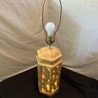 Vintage Ceramic Reticulated Faux Bamboo Table Lamp Wood Base
