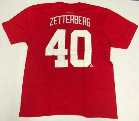 Detroit Red Wings Henrik Zetterberg #40  2 sided Men's RED T-shirt Size SMALL Cover