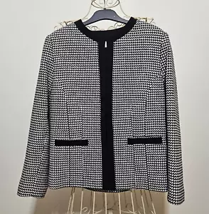Vintage Fella Hamilton Womens Jacket Size 10 Black White Tweed Long Sleeve - Picture 1 of 5