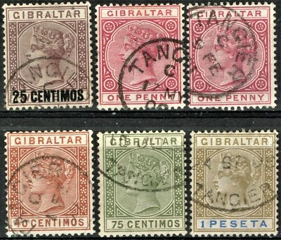 [mag590] Gibraltar 1886-96 Selection used in TANGIER (Morocco) cv:£300+ - Image 1 of 2