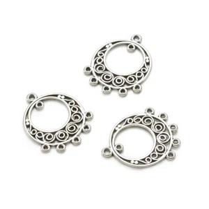 100 Stck. Tibetisches Silber Legierung Kronleuchter Komponenten Glieder Flach Rund Charms 24x20mm - Bild 1 von 15