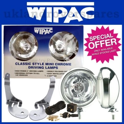BMW Mini Spot Lamps 2 x 5" Chrome Lamps & Stainless Steel Brkts + Wiring WIPAC!! - Image 1 of 4
