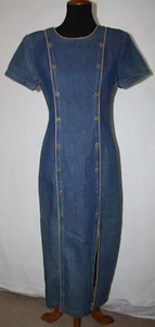 Vestido de Colección Piccalino Petites Vaina Talla 4P Denim Chambray Acentos con Botones Cremallera Trasera - Imagen 1 de 8