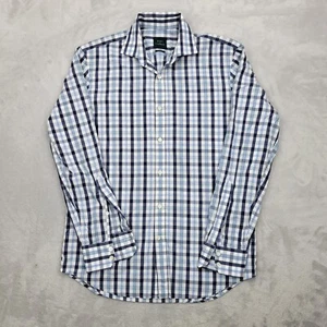 Kent Curwen Shirt Mens Small Blue Plaid Cotton Classic Fit Dress Oxford Adult 38 - Picture 1 of 8