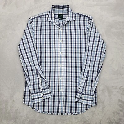 Kent Curwen Shirt Mens Small Blue Plaid Cotton Classic Fit Dress Oxford Adult 38 - Image 1 of 4