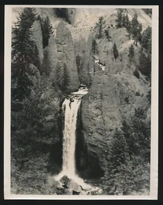 Vintage c1949 Tower Falls Waterfall Yellowstone National Park 8x10 Photo - Picture 1 of 2