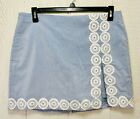 Women’s CROWN & IVY Skort Size 14W Curvy Lt Blue Flower shorts under skirt (hh3)