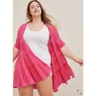 Pretty In Pink Cardigan Torrid 1X Swing Jacket Or Swim Cover Up Barbiecore New