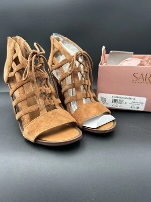 Franco Sarto Shoes Womens Sz 6 1/2 A-Supernova Tan Suede High Heel Strappy - Image 1 of 4