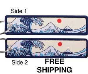 🔥Great Wave Japón Kanagawa Bordado Doble Lateral Mochila Llavero Etiqueta 5” - Imagen 1 de 6