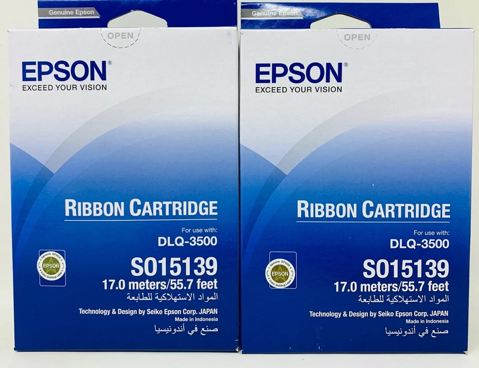 Epson S015139 Original Black Ribbon for DLQ-3000/DLQ-3000+/DLQ-3500 ( x 2 pcs) - Image 1 of 1