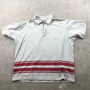 VTG Abercrombie Fitch Polo Shirt Men XL Gray Red Short Sleeve 1/4 Zip Pullover - Picture 1 of 11
