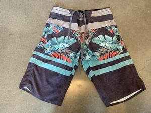 Palmwave board shorts gray w/ teal and orange tropical print boys 28 (16) - Picture 1 of 9