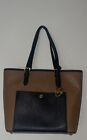 Michael Kors Jet Medium Snap Pocket Tote Handbag Leather Brown Black *