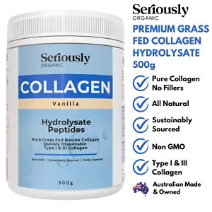 SERIOUSLY ORGANIC COLLAGEN HYDROLYSATE VANILLA - PURE GRASS FED AUSTRALIAN - Picture 1 of 8
