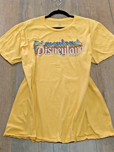 Disneyland T Shirt Top Donna XXL Giallo Manica Corta Stampa Grafica Casual - Foto 1 di 8
