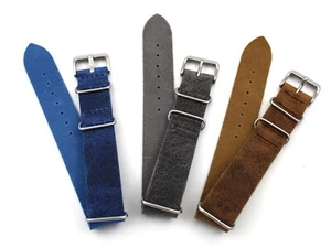 Cinturini Orologi Pelle Mohawk Stile Militare Vari Colori Made Italy Ansa 20mm - Imagen 1 de 13