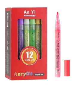Marcador acrílico An Yi 12 colores dañado - Imagen 1 de 3