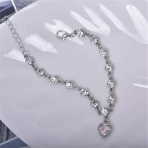 Women Girls Bracelet Bangle Gift Charm Fashion Crystal Bling Love Heart Pendant - Picture 1 of 29