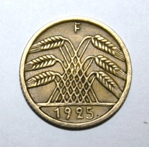 S6 - Germany 5 Reichspfennig 1925-F Very Fine +++  Coin - Large "5" *** Key Date - Picture 1 of 2