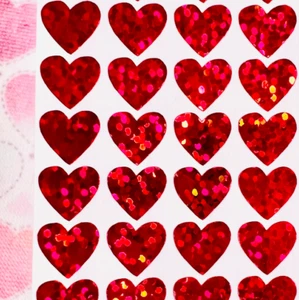 Red Holographic Sparkle Heart Sticker Sheet! - 1/4" to 3 inch - Picture 1 of 1