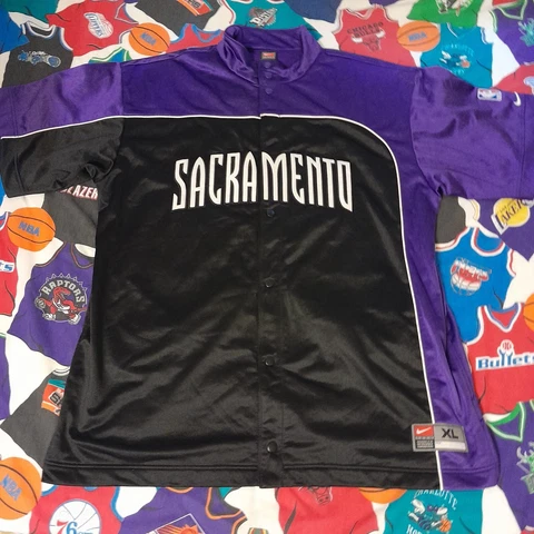Vtg Y2k Nike Sacramento Kings Nba Warm Up Jersey Shooting Shirt Men Size XL Cover
