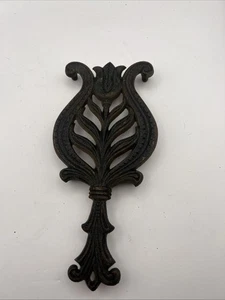 Footed (4) Cast Iron Trivet Wilton Tulip 8.5” X 4” approx. vintage EUC - Picture 1 of 4