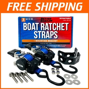 Premium Stainless Steel Boat Trailer Tie Down Straps – 2 Pack, 500 lbs Capacity - Picture 1 of 9