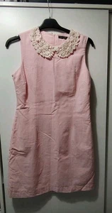 Primark, Pink Sleeveless Dress & crochet collar, Lined.Size 12.Tiny mark see pic - Picture 1 of 3