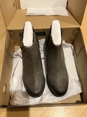 Botín Sorel Joan of Arctic Wedge II Cremallera Mujer 8 Cuero Gris Nuevo en Caja  Foto 1 de 4