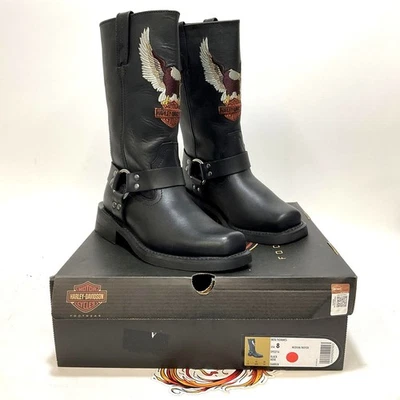 NEW Harley Mens Size 8 Darren 11.5-Inch Black Motorcycle Biker Boots D93216-8 - Image 1 of 4