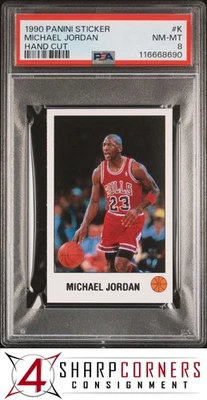 Pegatina Panini 1990 corte a mano #K Michael Jordan Bulls Hof PSA 8 Foto 1 de 2