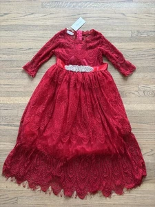 trish scully girls red fancy lace dress size 10 NWT - Picture 1 of 8